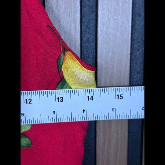 New Wild Honey Mini Dress Medium Red Lemon Print Front Tie Adjustable Strap - Picture 3 of 7